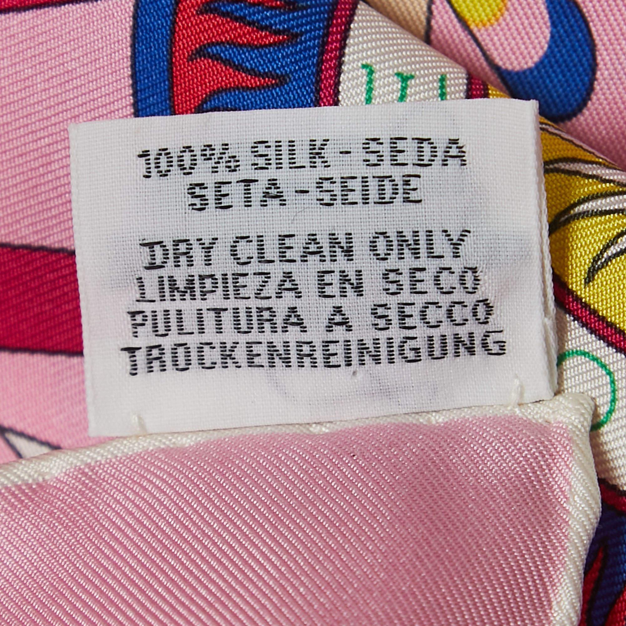 Hermès Pink La Source de Pegase Printed Silk Square Scarf In Excellent Condition In Dubai, Al Qouz 2