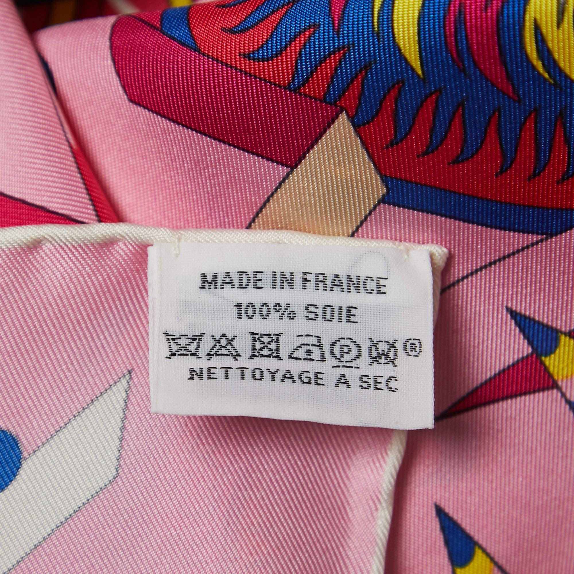 Women's Hermès Pink La Source de Pegase Printed Silk Square Scarf