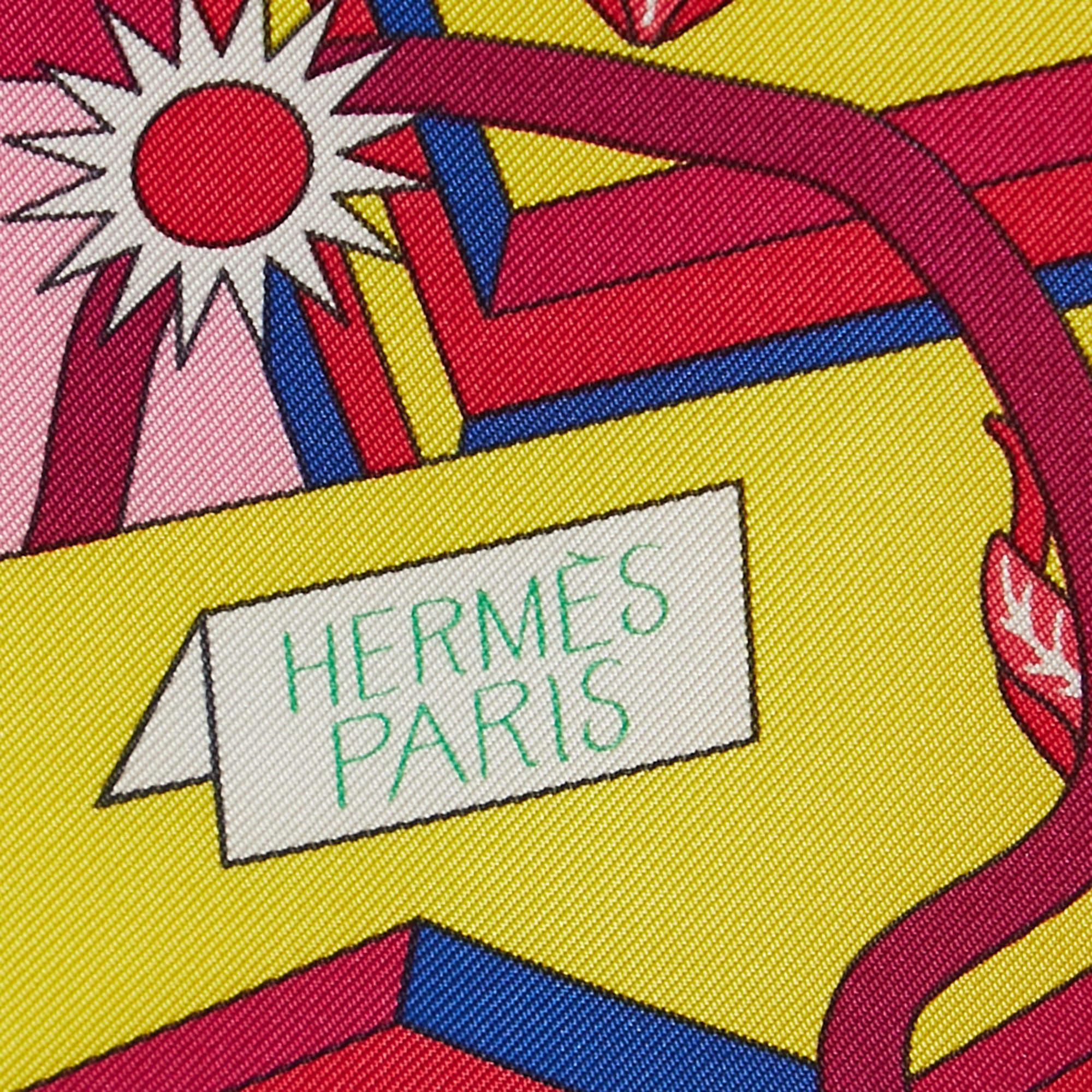 Hermès Pink La Source de Pegase Printed Silk Square Scarf 1