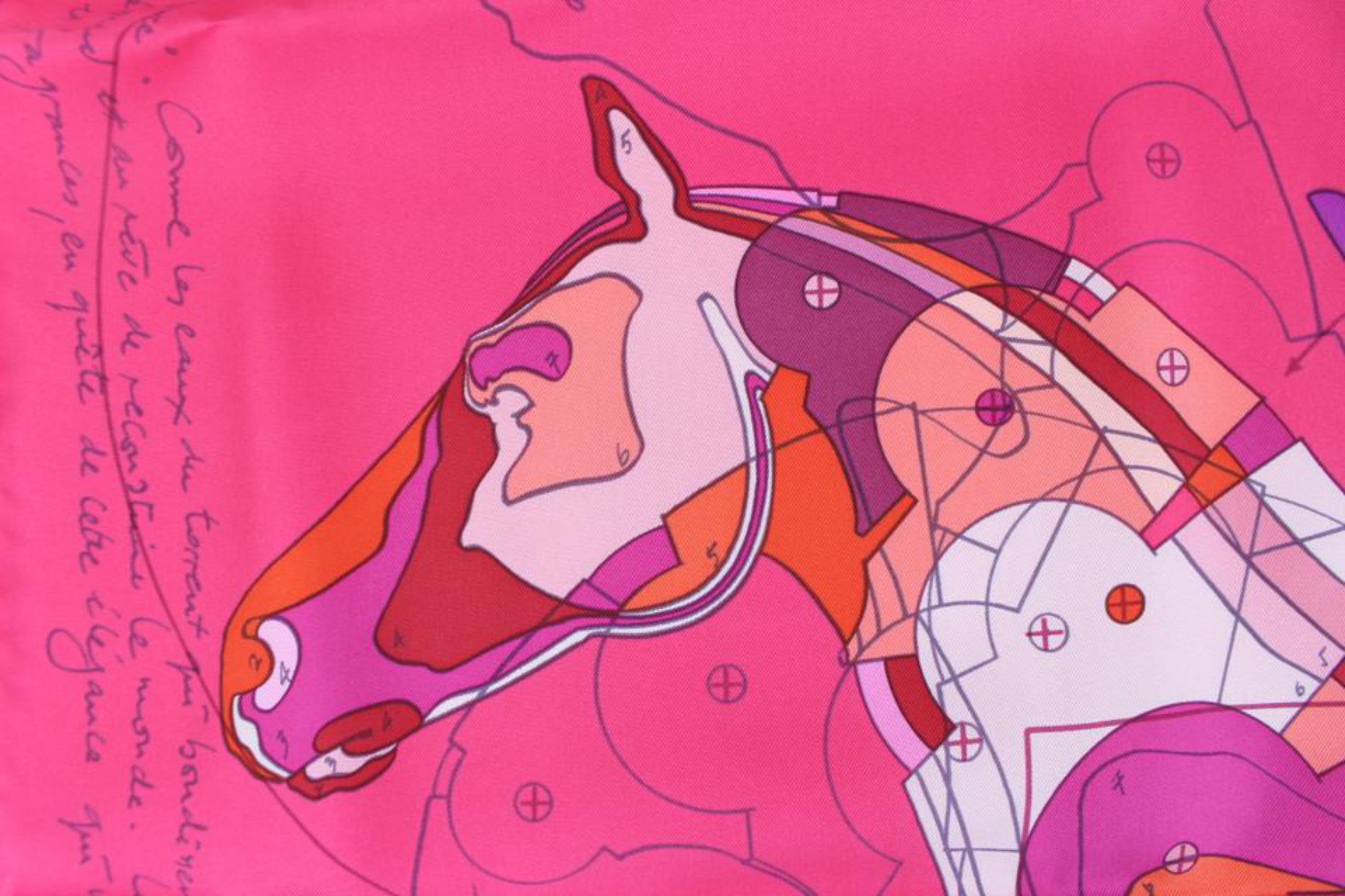 Hermès Pink Le Pegase Silk By Christian Renonciat 90cm 11hz1106 Scarf/Wrap For Sale 6
