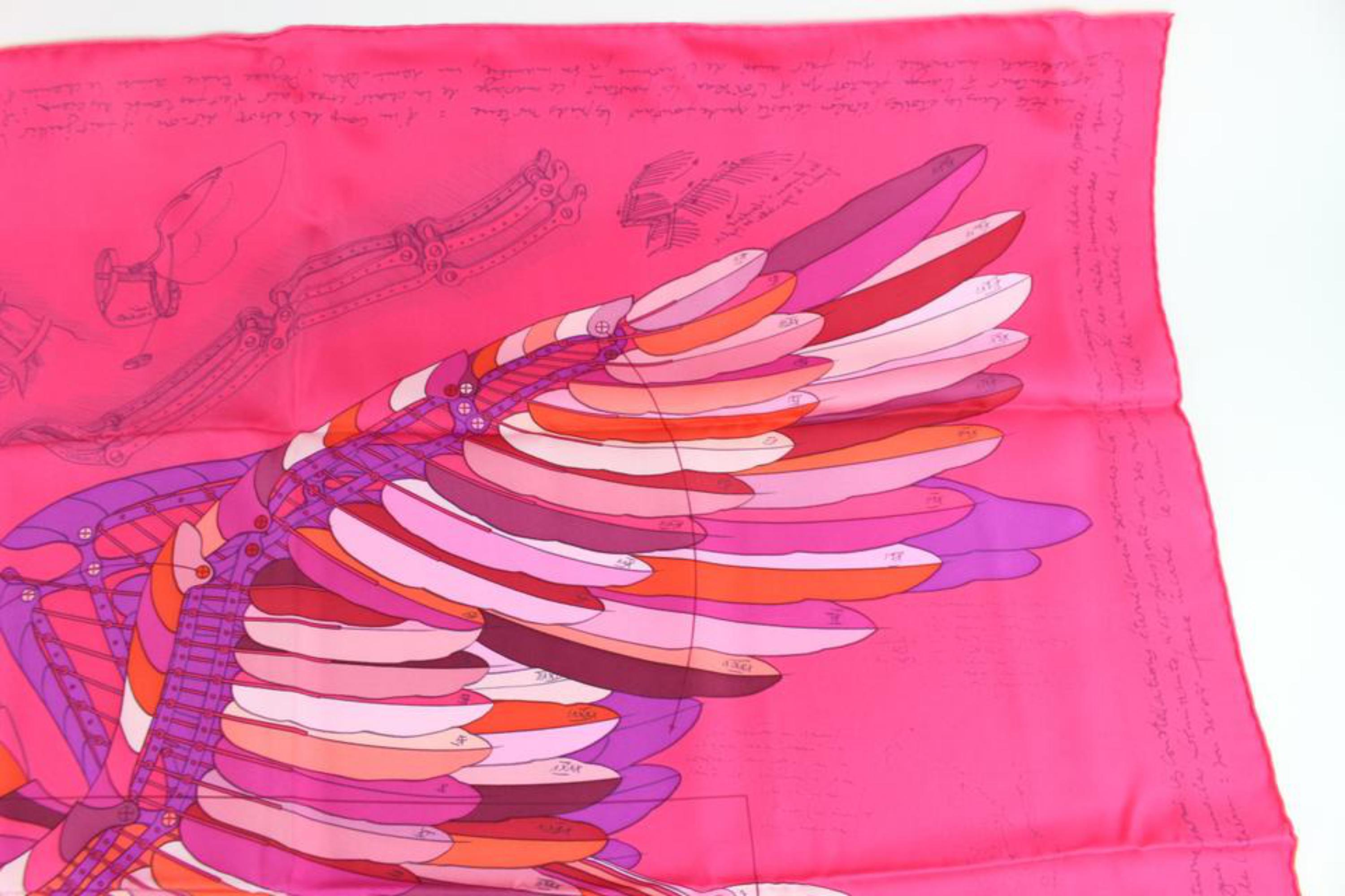 Hermès Pink Le Pegase Silk By Christian Renonciat 90cm 11hz1106 Scarf/Wrap For Sale 2