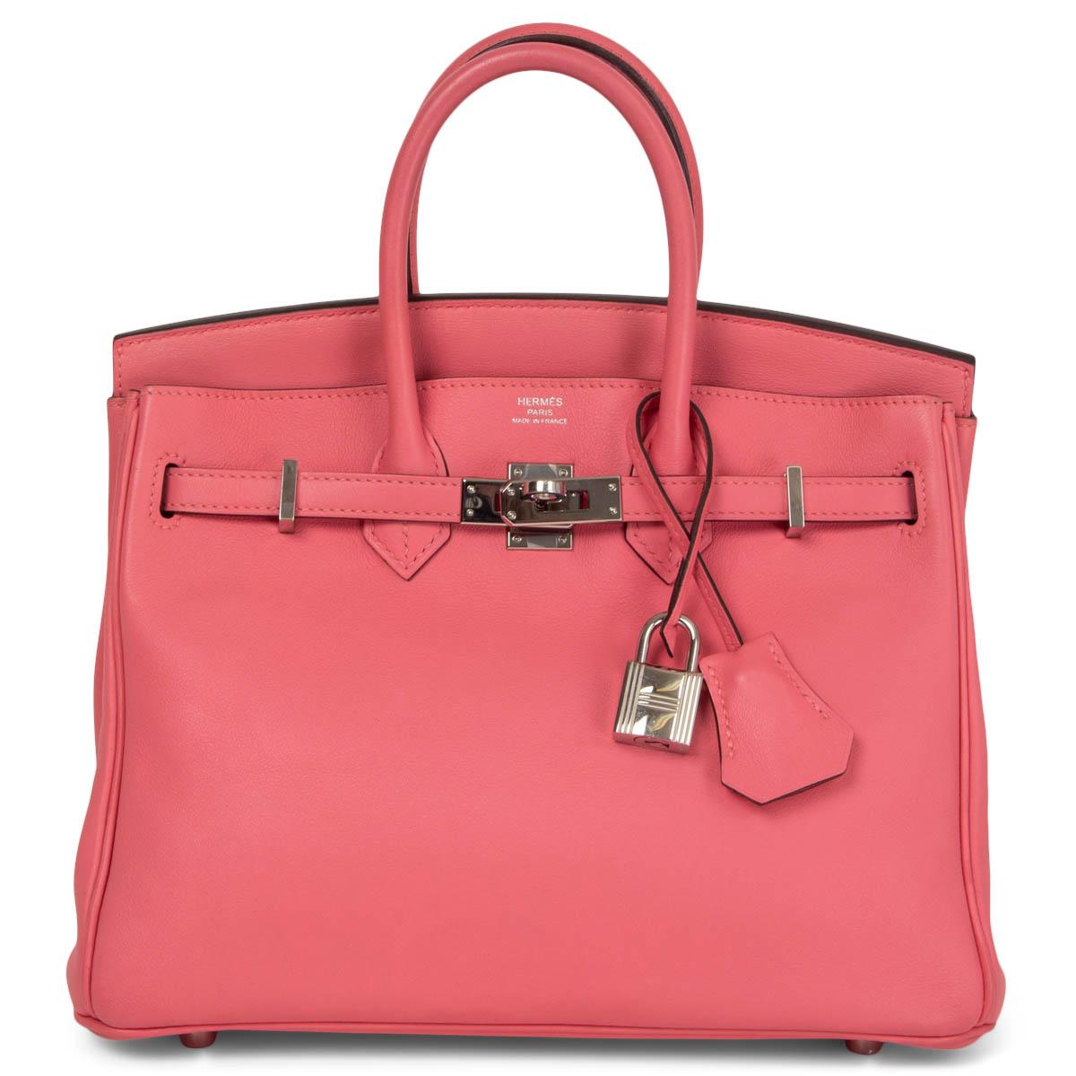 HERMÈS Sac BIRKIN 25 en cuir rose Azalee Swift Palladium rose Pour femmes en vente