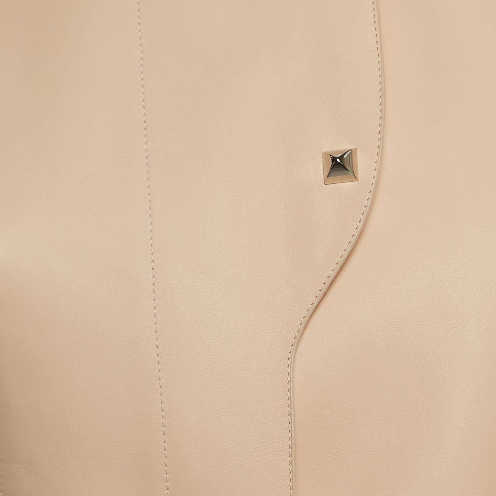 Hermes Pink Leather Button Detail Vest M For Sale 1