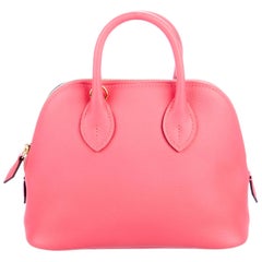 Hermes Pink Leather Small Top Handle Satchel Tote Shoulder Bag in Box