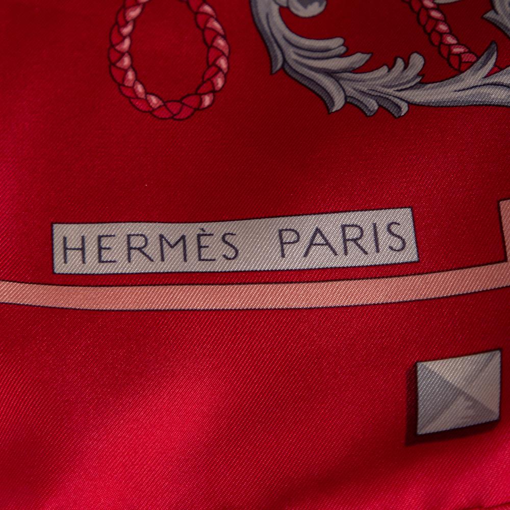 Hermès Pink Les Cles Silk Square Scarf 1