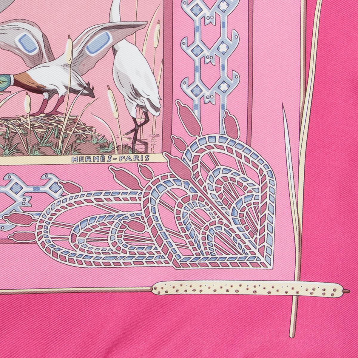Pink Hermes pink LIBRE COMME L'AIR 90 silk twill Scarf