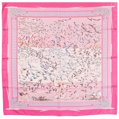 Hermes pink LIBRE COMME L'AIR 90 silk twill Scarf
