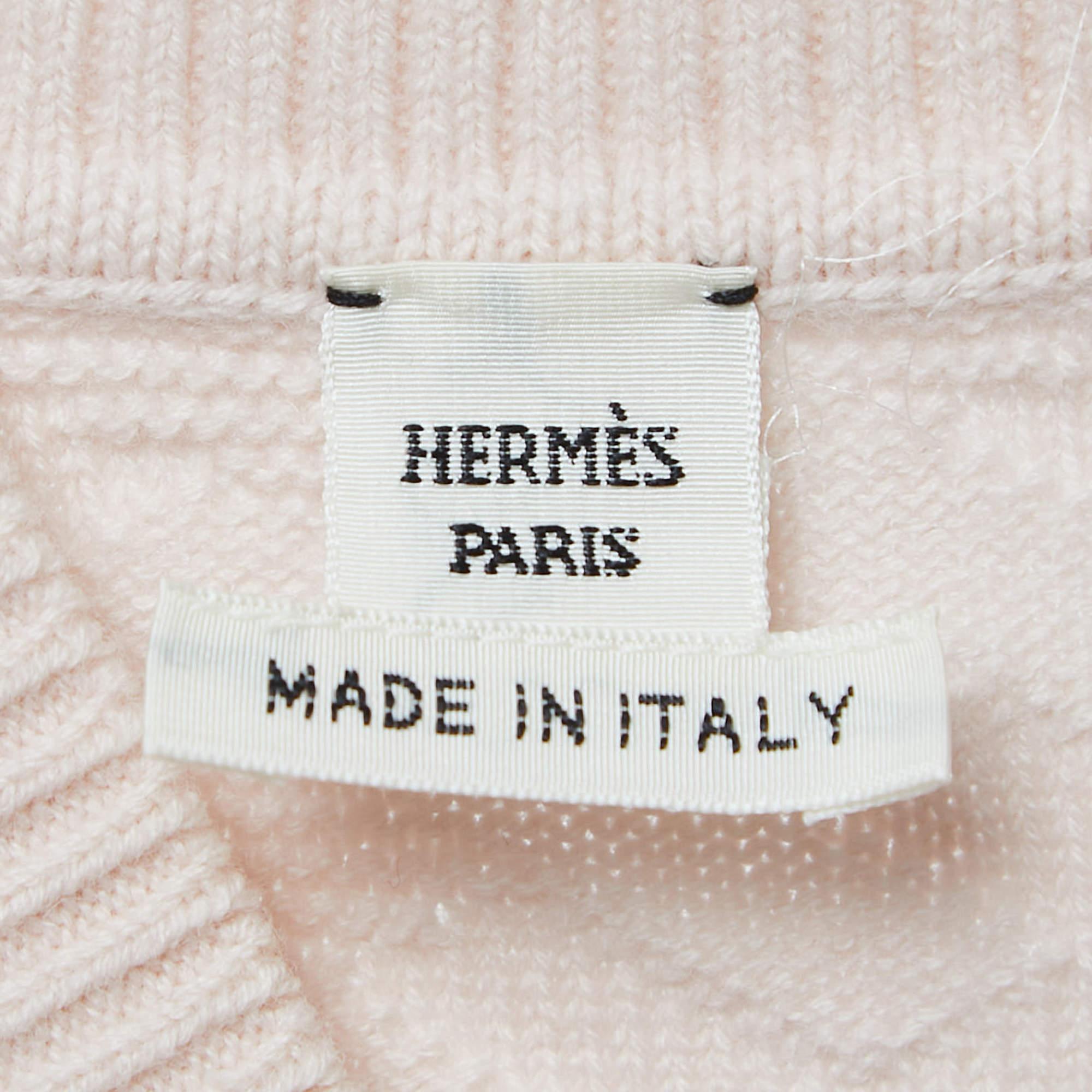 Hermès Pink Logo Knit Jacquard Mini Dress S 1
