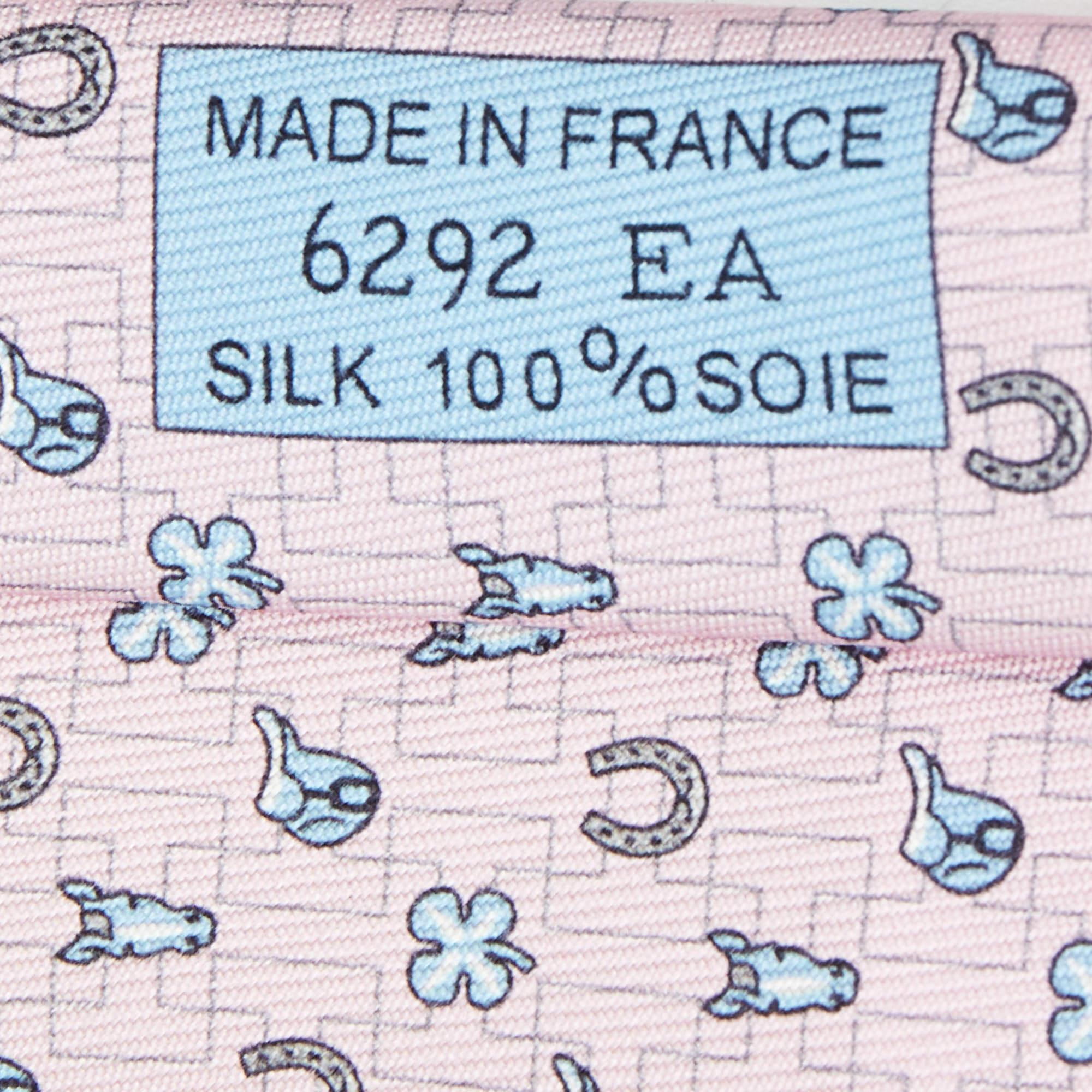 Men's Hermès Pink Luck Printed Silk Slim Tie
