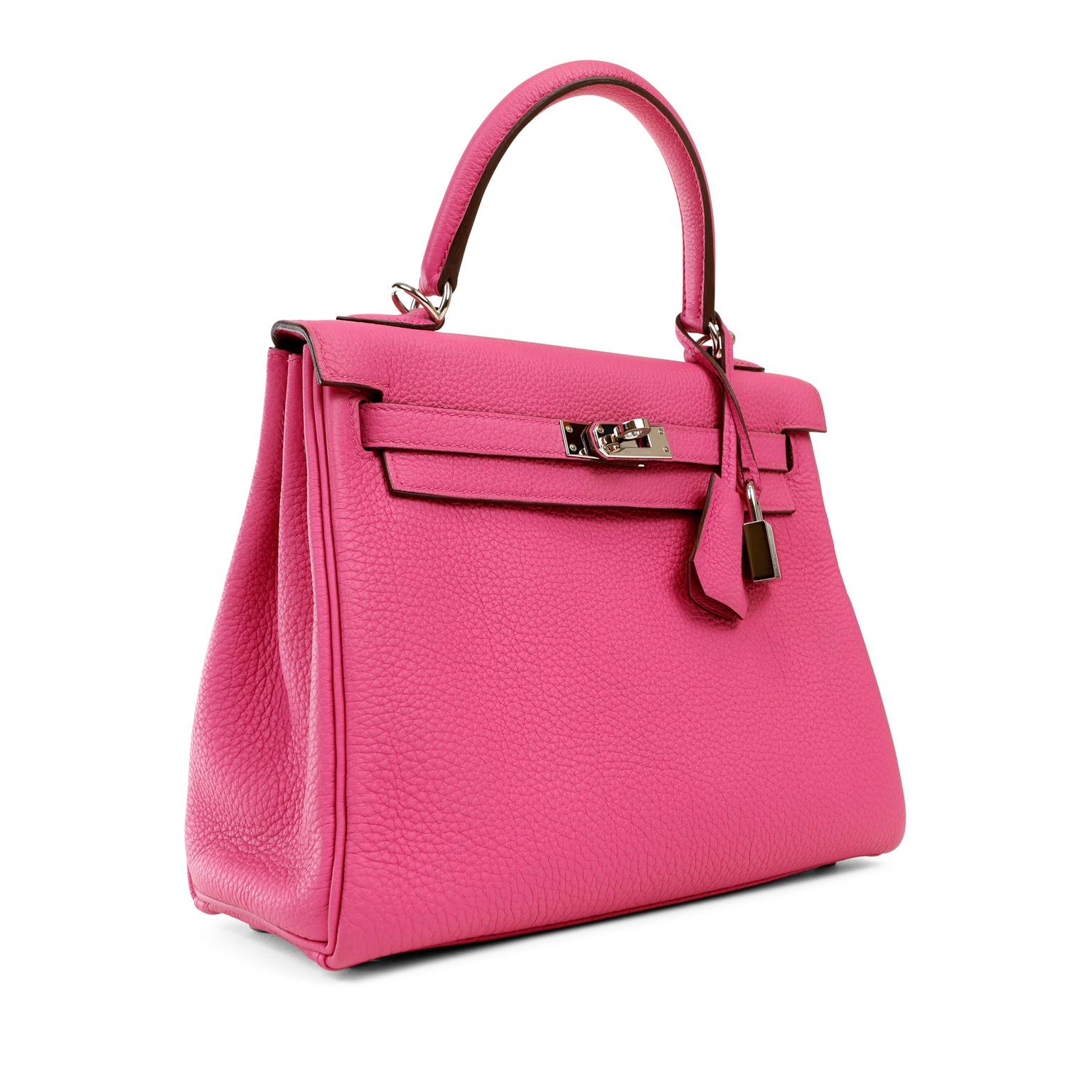 Hermès Rosa Magnolie Togo 25 cm Kelly (Pink) im Angebot