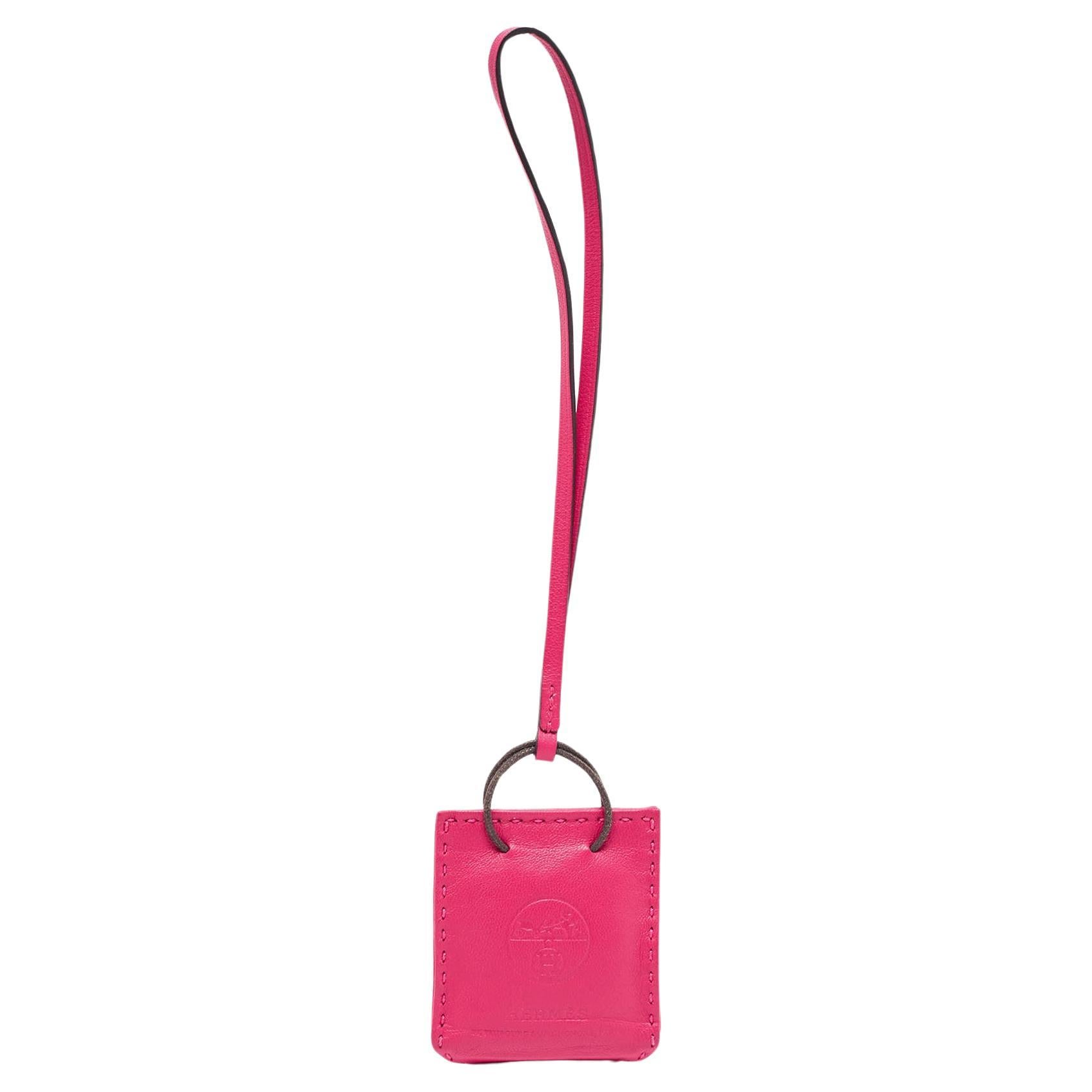 Hermes Pink Milo Lambskin & Swift Leather Bag Charm For Sale