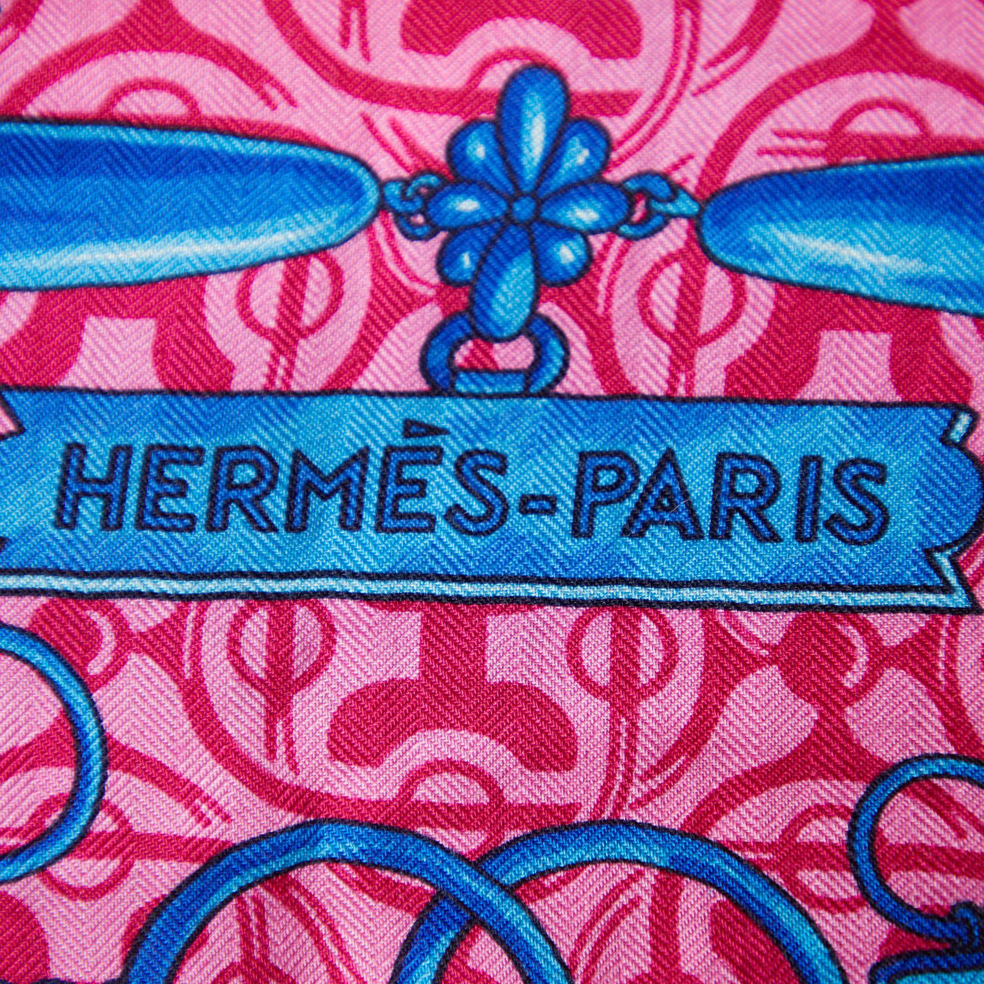 Women's Hermes Pink Mors Et Gourmettes Printed Cashmere & Silk Square Scarf