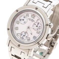 Hermes Rosa Perlmutt Clipper Chronograph CL1.310 Damenarmbanduhr 31 mm