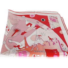 Foulard en soie Ça Decoiffe rose multicolore Hermès 90