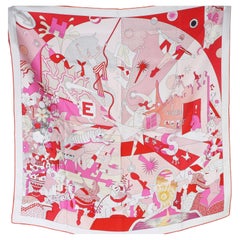 Foulard en soie Ça Decoiffe rose multicolore Hermès 90