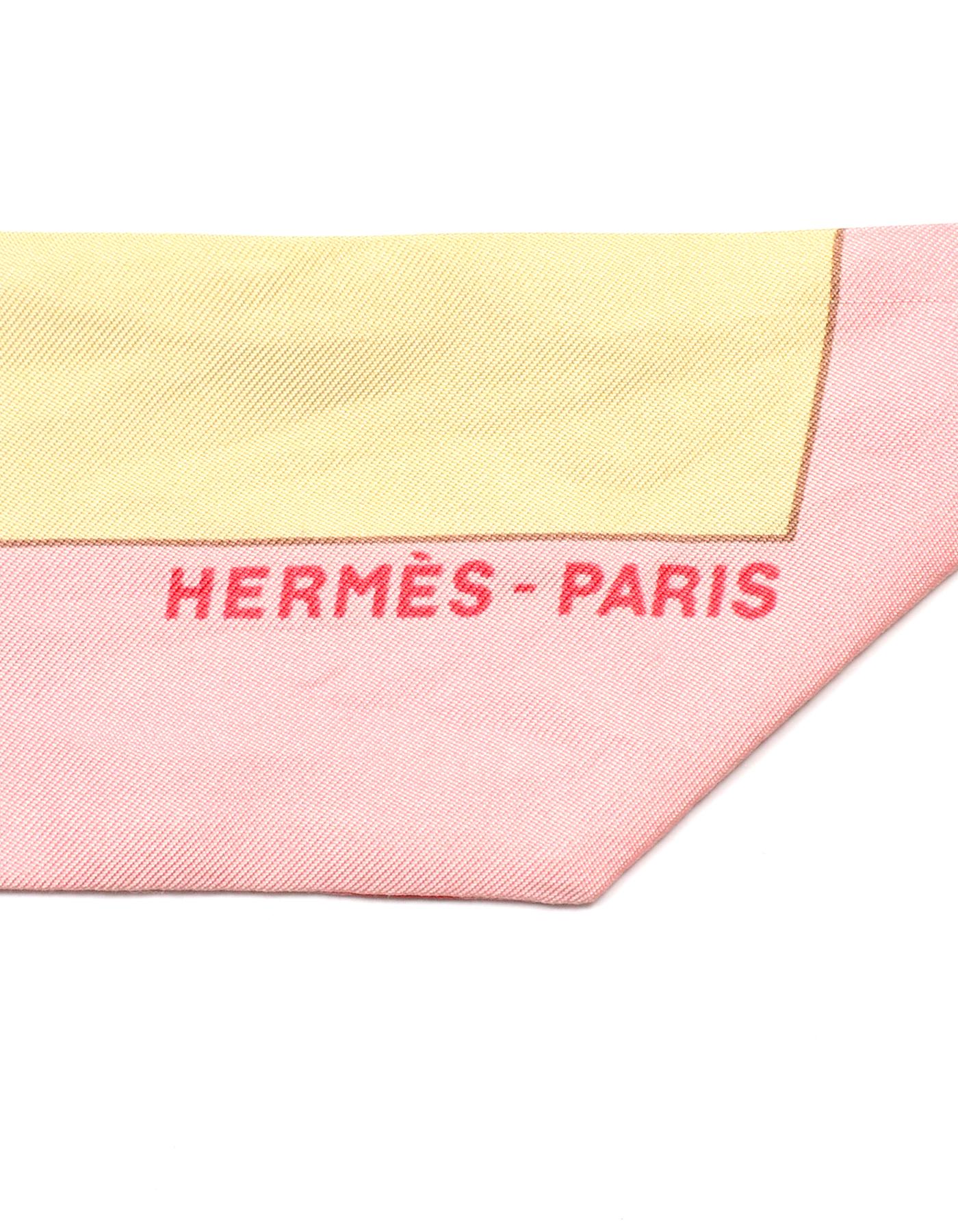 Hermes Pink/Multicolor Charmes Des Plages Normandes II Silk Twilly In Excellent Condition In New York, NY