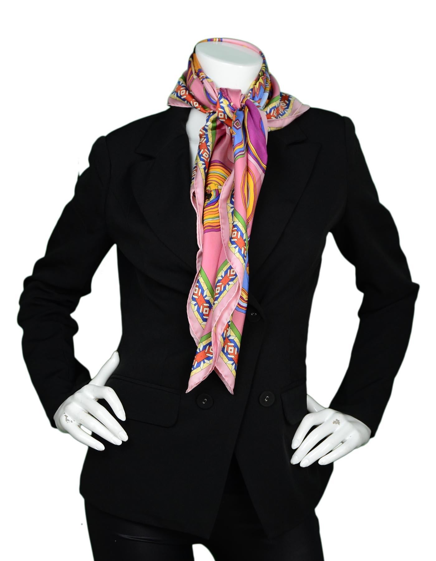 Brown Hermes Pink/Multicolor Collector's Belles Du Mexique 90CM Silk Scarf