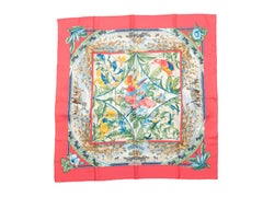 Hermes Pink & Multicolor Tropiques Silk Scarf