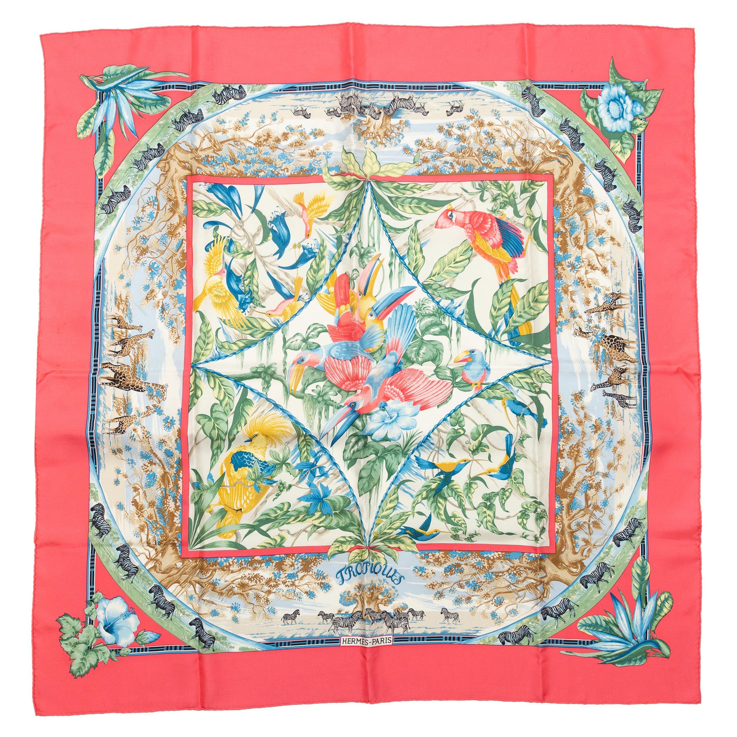 Hermes Pink and Multicolor Tropiques Silk Scarf at 1stDibs | hermes ...