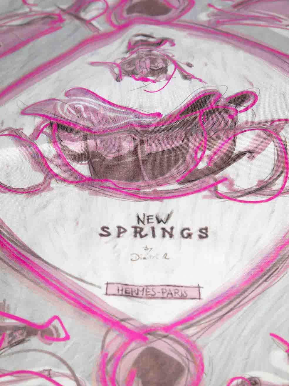 Women's Hermès Pink New Springs Prune Rose 90 Silk Scarf