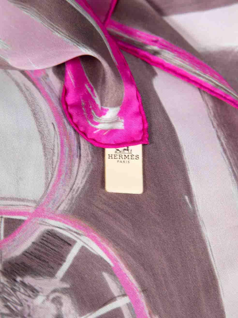 Hermès Pink New Springs Prune Rose 90 Silk Scarf 1