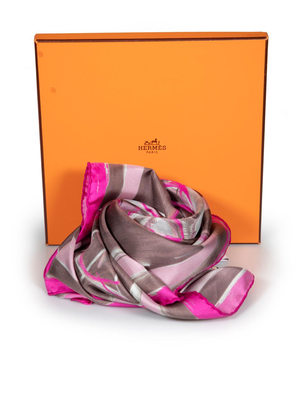 Hermès Pink New Springs Prune Rose 90 Silk Scarf 2