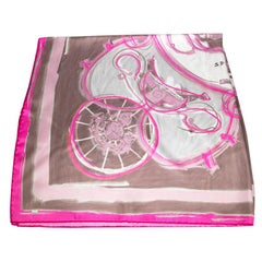 Hermès Pink New Springs Prune Rose 90 Silk Scarf