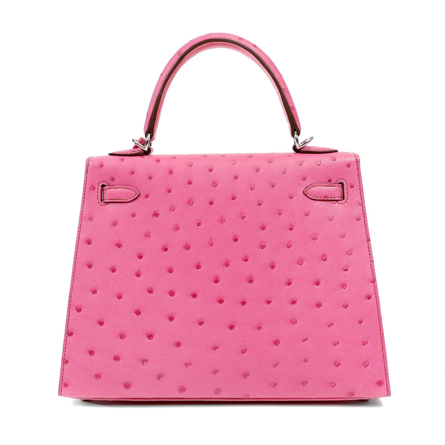 pink ostrich kelly bag