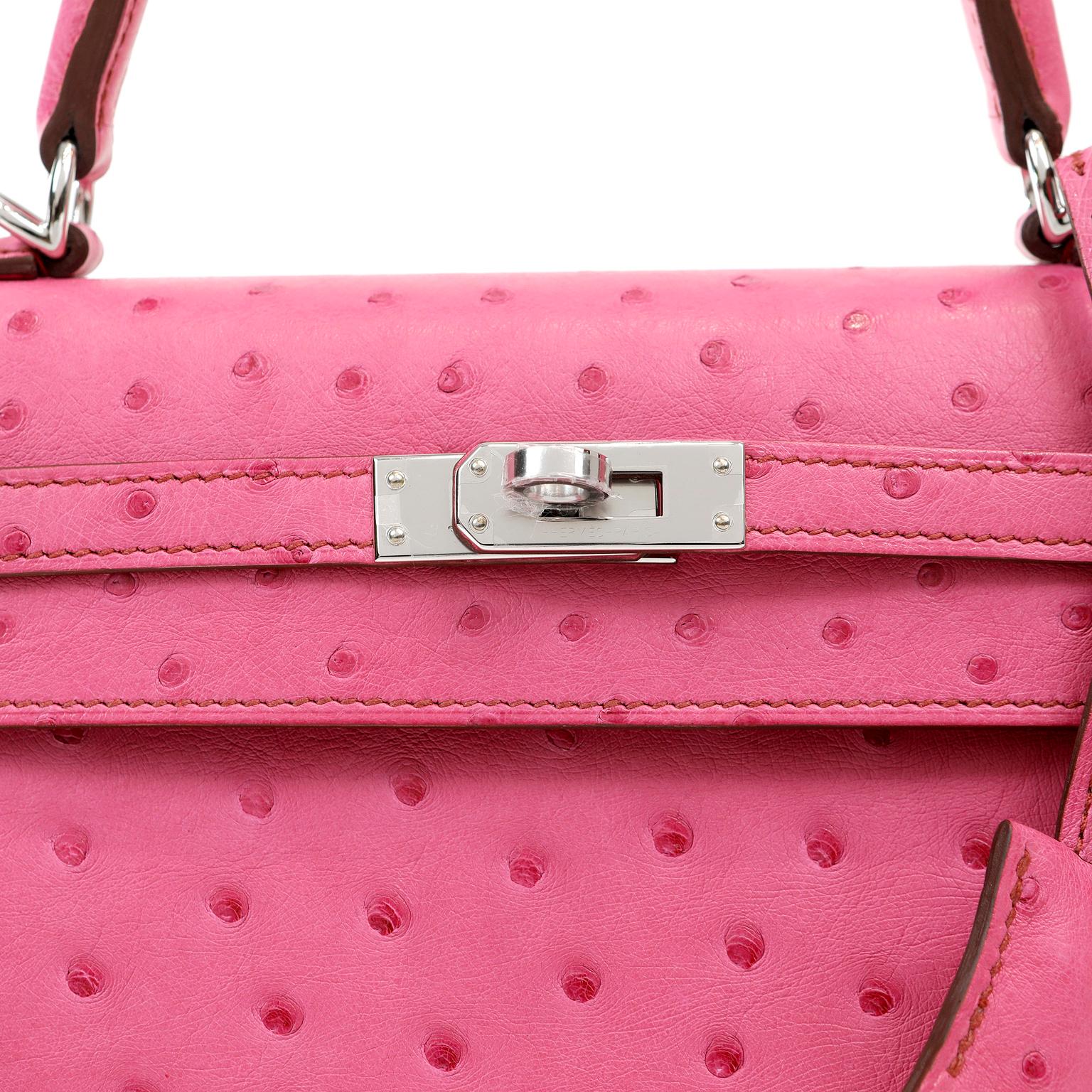 Hermès Pink Ostrich 25 cm Sellier Kelly Bag Limited Edition In New Condition In Palm Beach, FL