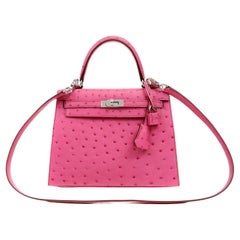 Hermès Rosa Strauß 25 cm Sellier Kelly Tasche Limited Edition