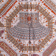 Hermes pink PARURES DES MAHARAJAS 90 Scarf silk Rose Pale Corail Saumon