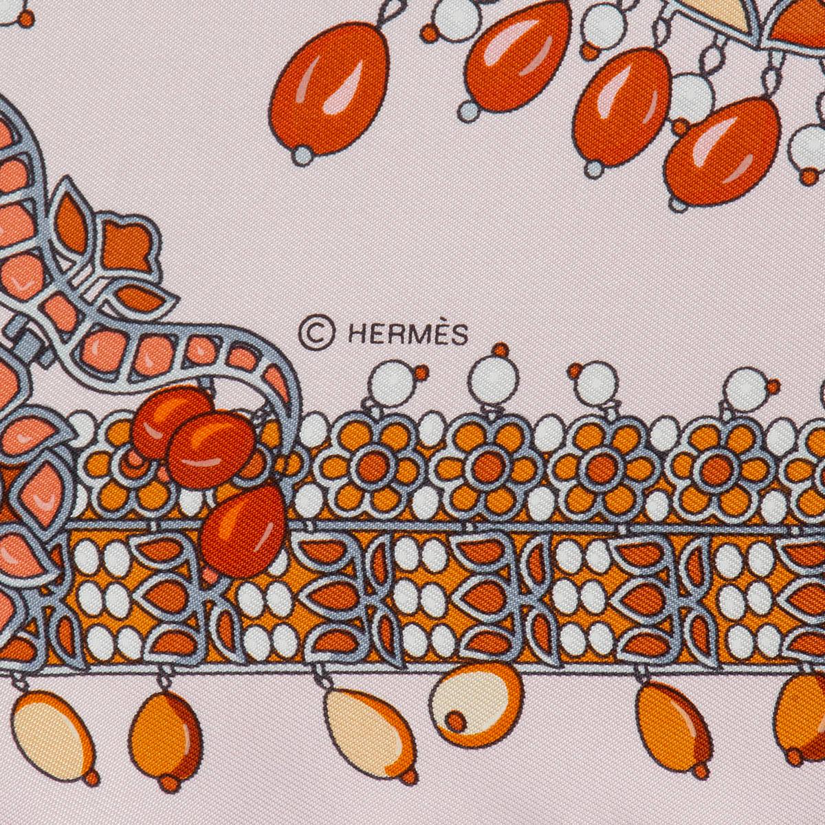 Women's or Men's Hermes pink PARURES DES MAHARAJAS 90 Scarf silk Rose Pale Corail Saumon