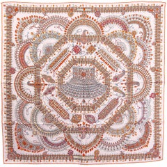 Hermes rosa PARURES DES MAHARAJAS 90 Schal Seide Rose Pale Corail Saumon