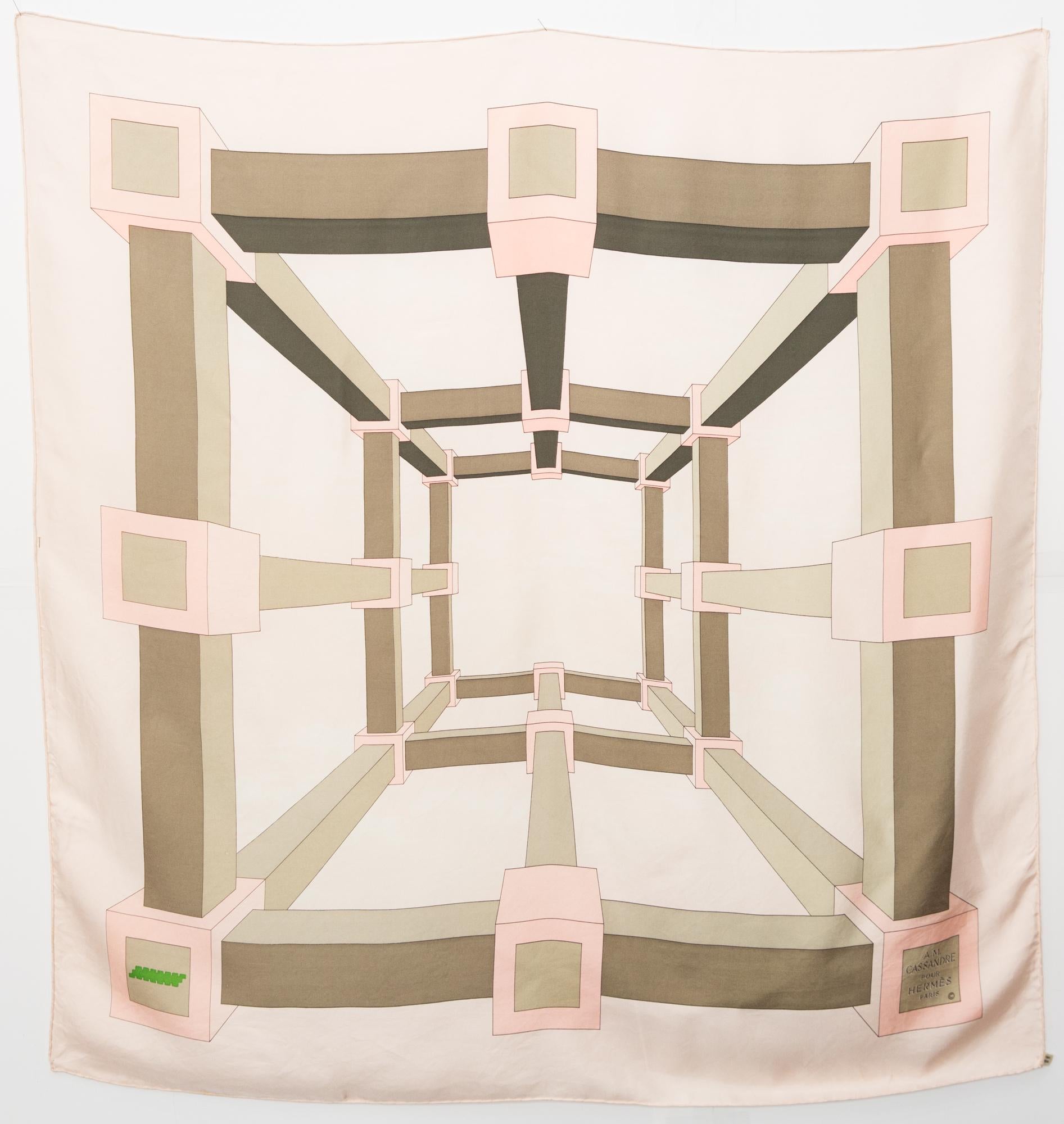 Hermes Pink Perspective by A.M.Cassandre pour Hermes Paris Silk Scarf 3