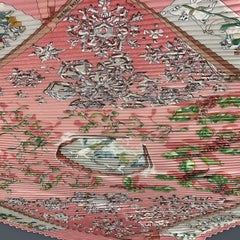HERMES Pink Pleated Silk 'Neige d' Antan' Scarf