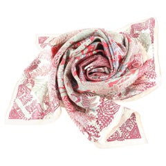 Hermes Pink Red Floral Silk Scarf 2H0315C