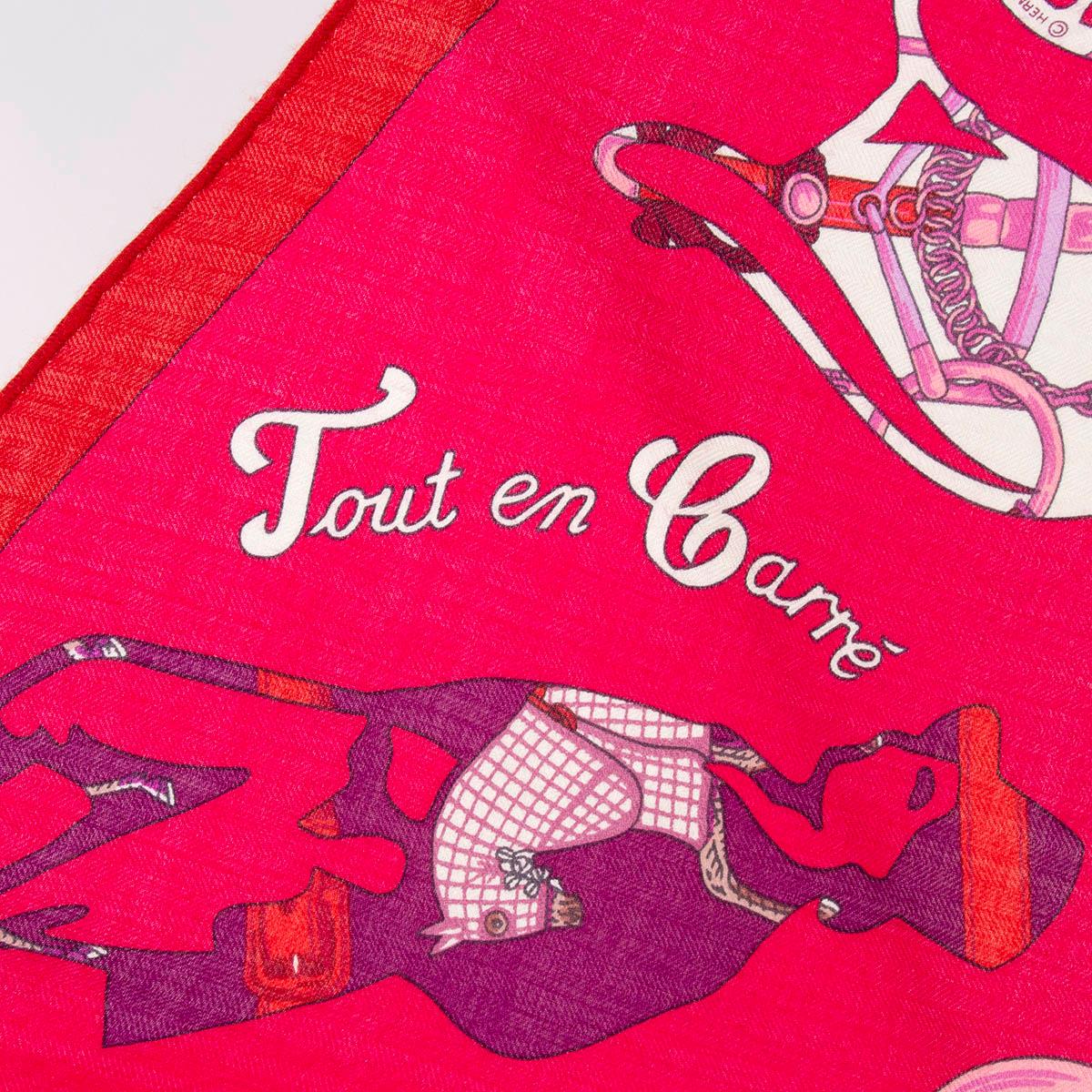 100% authentic Hermès Tout en Carre Losange scarf in pink, red, white and purple cashmere (70%) and silk (30%). Missing tag. Has been worn and is in excellent condition. Comes with box. 

Measurements
Width	50cm (19.5in)
Length	126cm (49.1in)

All