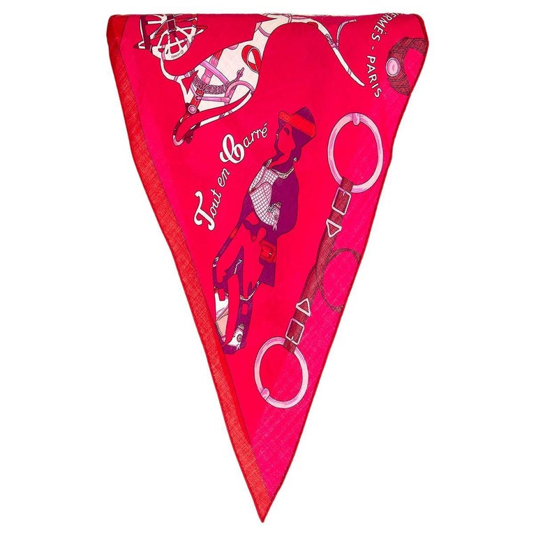 Hermes Losange Silk Scarf Diamond Dot Accessory Red White Multicolor [Used] [Authentic Guaranteed]