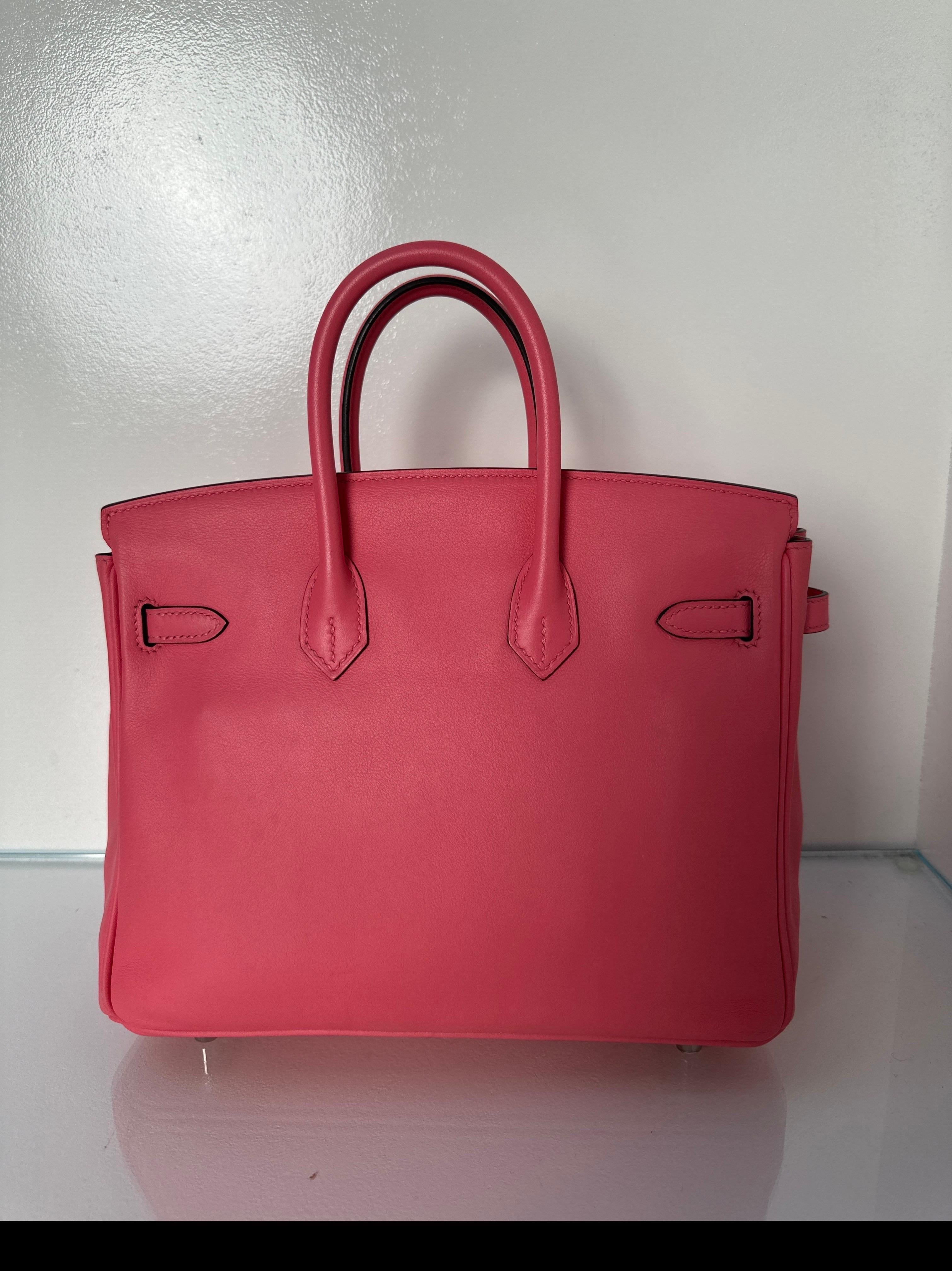 Hermes Pink Rose Azalee Birkin 25 Bag In Excellent Condition In Athens, GA