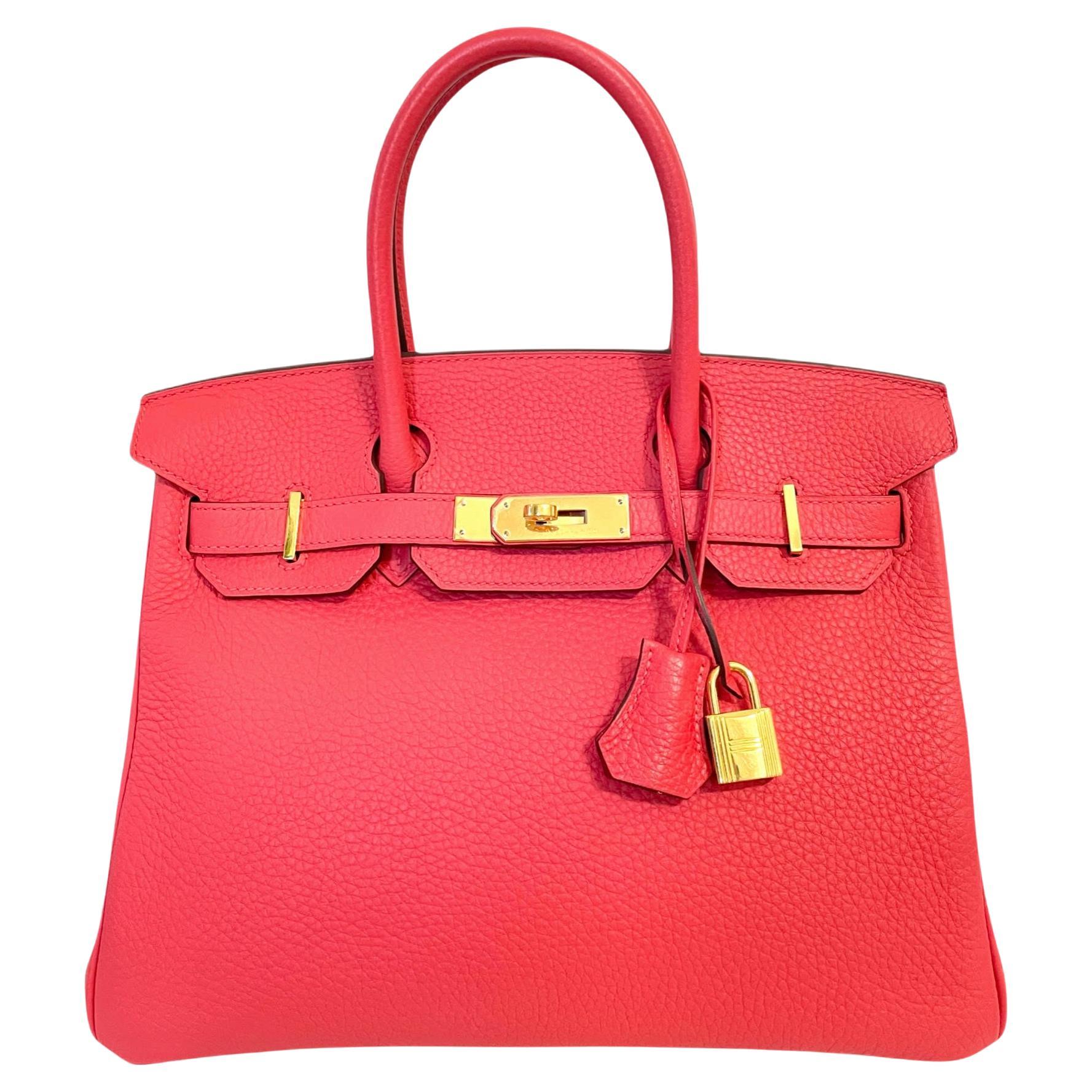 Sold at Auction: HERMES BIRKIN HAC 50 ROUGE LEATHER LARGE TOTE BAG