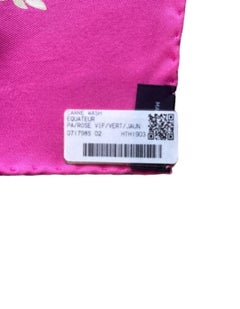Hermes Pink Rose Vif/ Vert/ Jaun Equateur NEW 90cm Carre Wash Silk Scarf