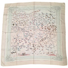 Hermes Pink Scarf 'Libres Comme L'Air' by Annie Faivre 90cm