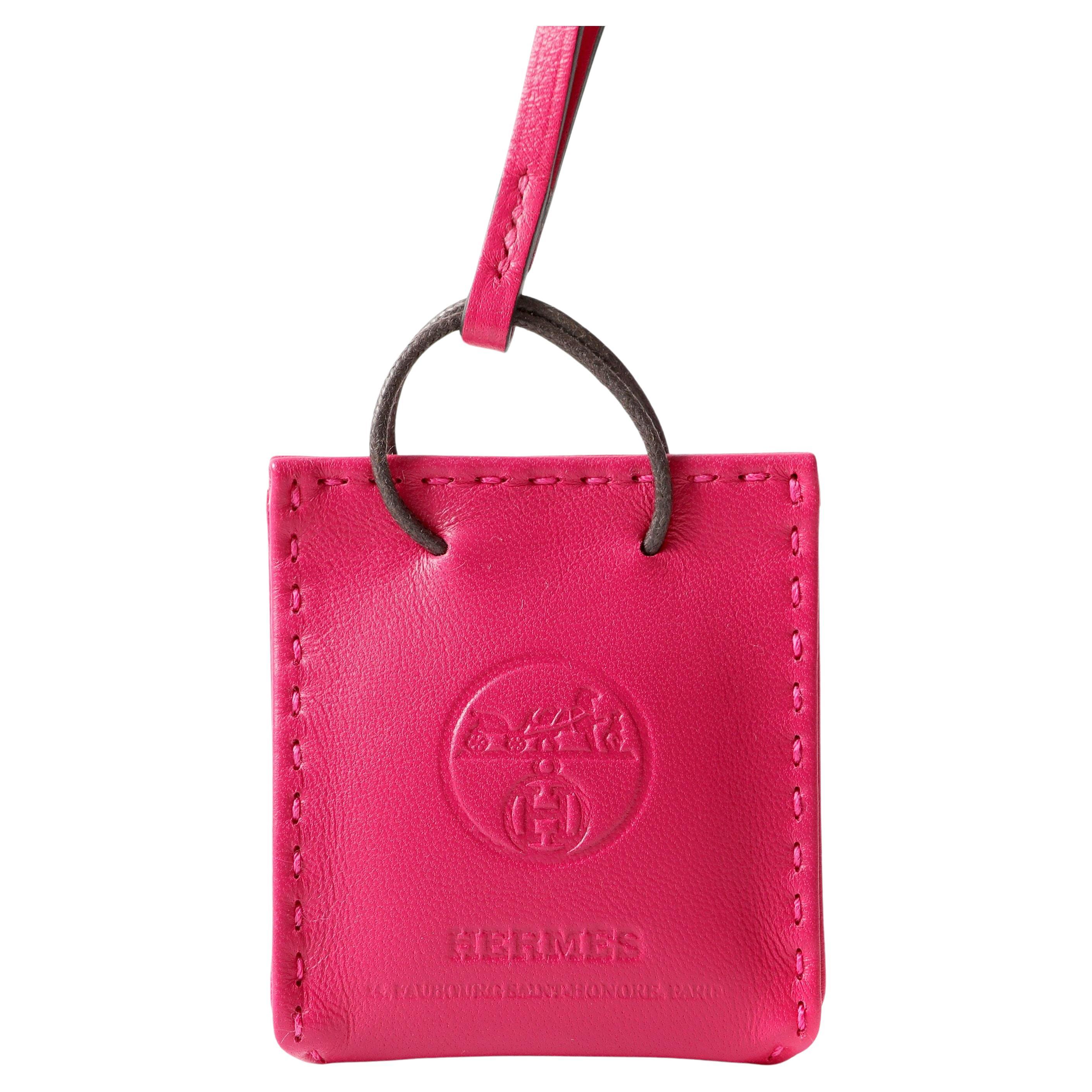 Hermès Pink Shopping Bag Charm For Sale