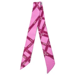 HERMES pink silk BOLDUC Twilly Scarf