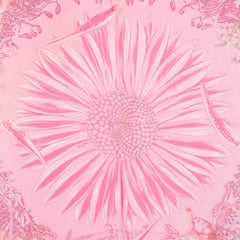 HERMES pink silk chiffon AMOURS 90 MOUSSELINE Scarf