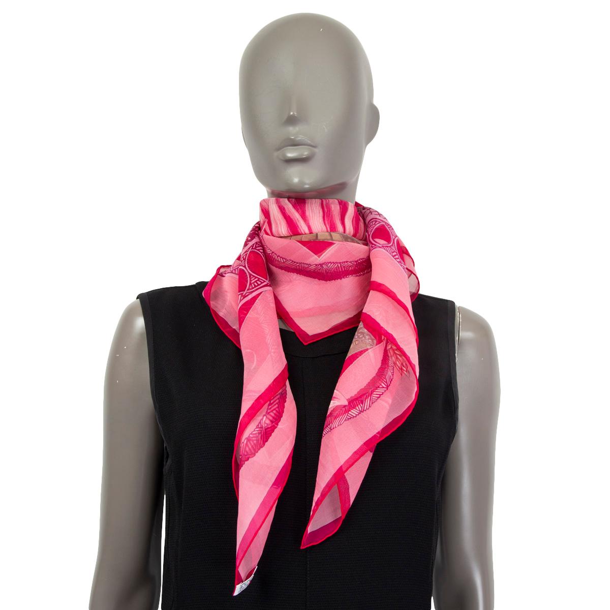 HERMES pink silk chiffon AMOURS 90 MOUSSELINE Scarf 2
