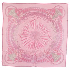 HERMES pink silk chiffon AMOURS 90 MOUSSELINE Scarf