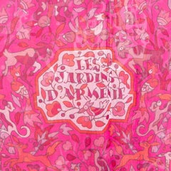 HERMES pink silk chiffon LES JARDINS D'ARMENIE OBLONGE Scarf