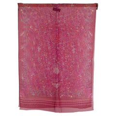 HERMES pink silk chiffon LES JARDINS D'ARMENIE OBLONGE Scarf