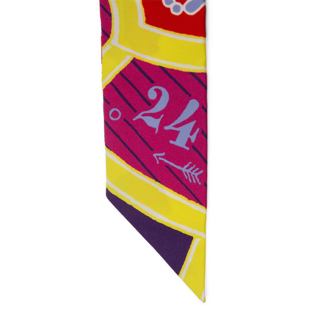 Sciarpa HERMES in seta rosa JEU DE SOIE Twilly Fucsia Rouge Mutlicolore In condizioni Nuovo in vendita a Zürich, CH
